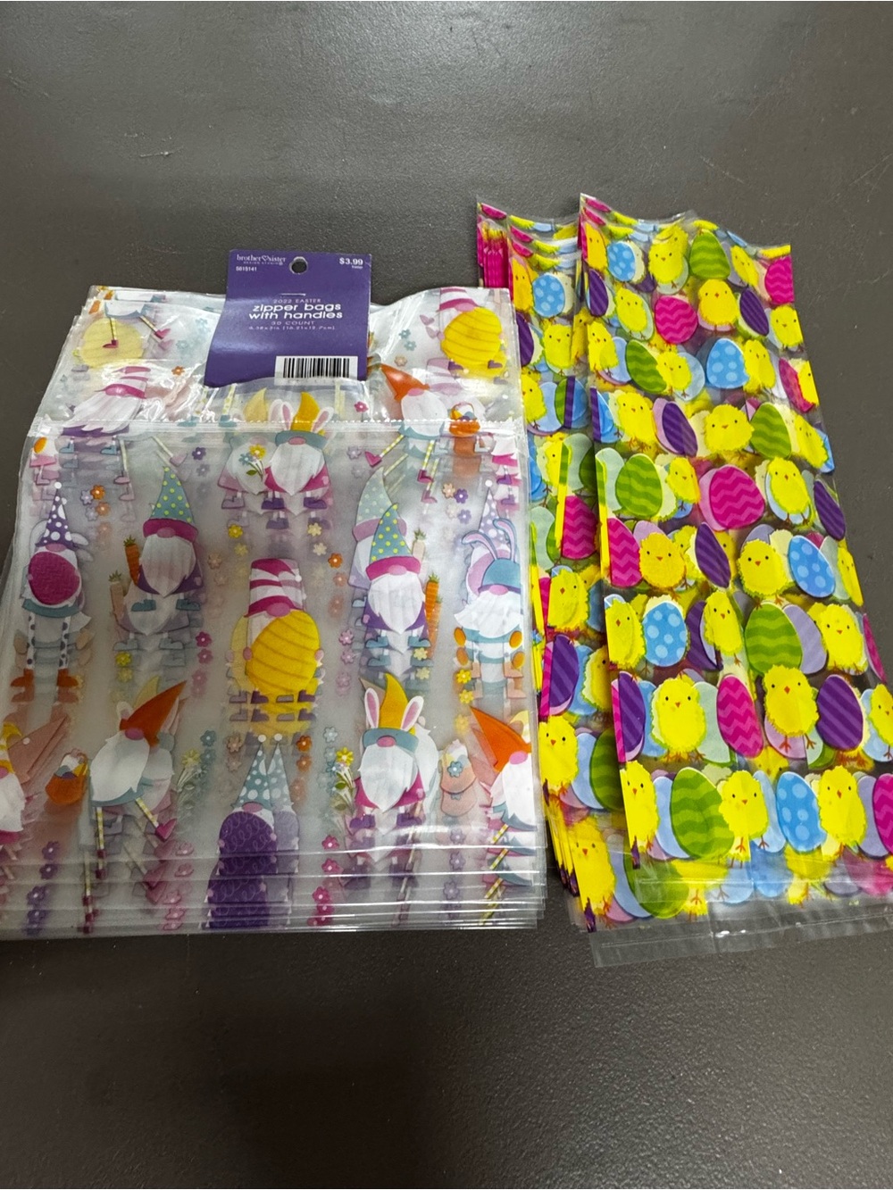 Easter Treat Bags with Bunny & Chick Designs - Clear Plastic Party Favor Bags
